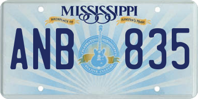 MS license plate ANB835