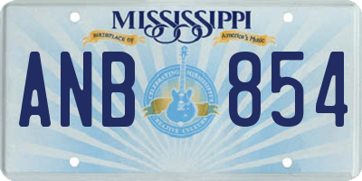 MS license plate ANB854
