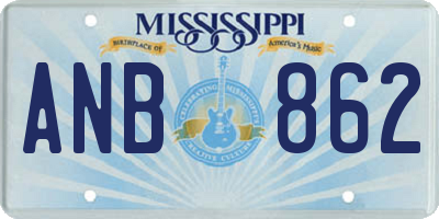 MS license plate ANB862