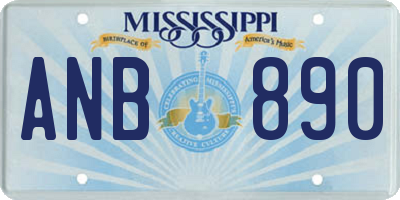 MS license plate ANB890