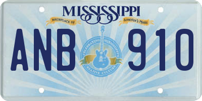 MS license plate ANB910