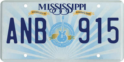 MS license plate ANB915