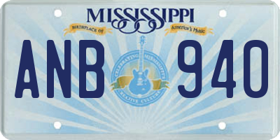 MS license plate ANB940