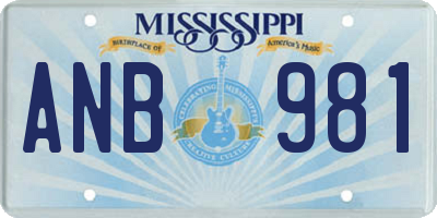 MS license plate ANB981