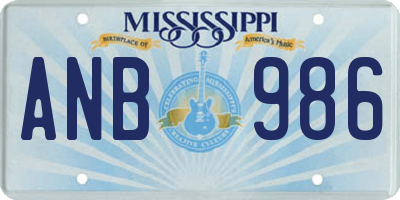 MS license plate ANB986