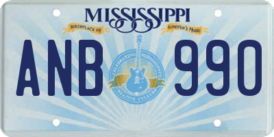 MS license plate ANB990