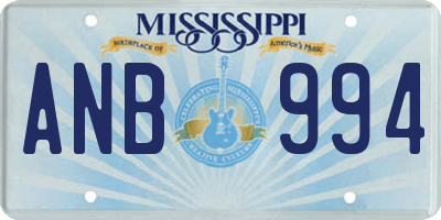 MS license plate ANB994