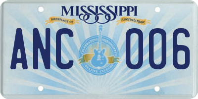 MS license plate ANC006