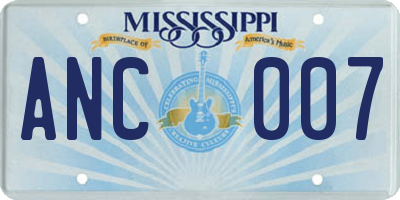MS license plate ANC007