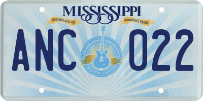 MS license plate ANC022