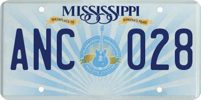 MS license plate ANC028