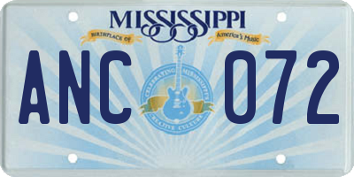 MS license plate ANC072
