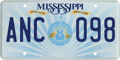 MS license plate ANC098