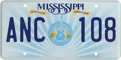 MS license plate ANC108