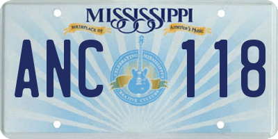 MS license plate ANC118