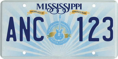 MS license plate ANC123