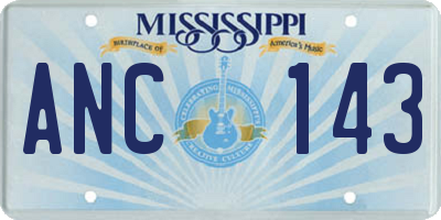 MS license plate ANC143