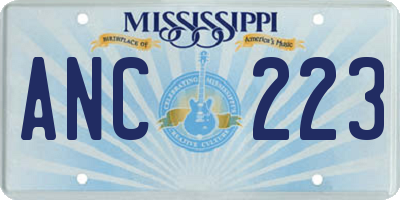 MS license plate ANC223