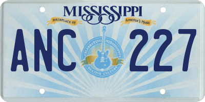 MS license plate ANC227