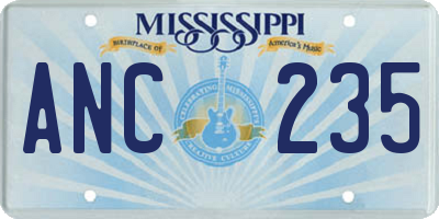 MS license plate ANC235