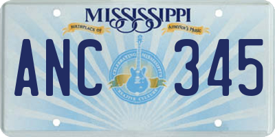 MS license plate ANC345