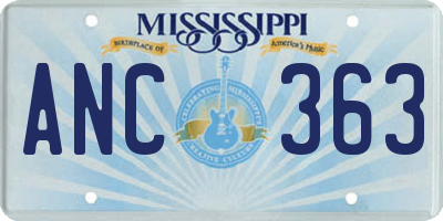 MS license plate ANC363