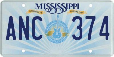 MS license plate ANC374
