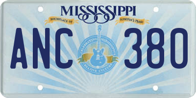 MS license plate ANC380