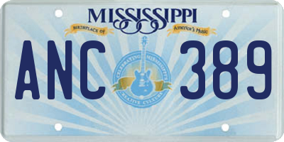 MS license plate ANC389