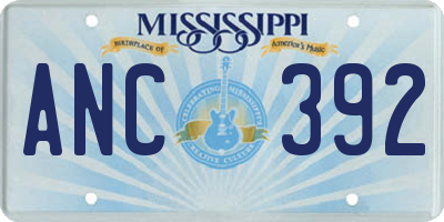 MS license plate ANC392