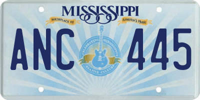 MS license plate ANC445