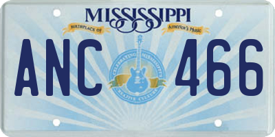 MS license plate ANC466