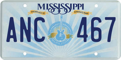 MS license plate ANC467