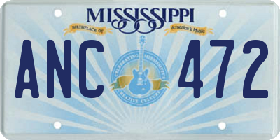MS license plate ANC472