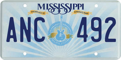 MS license plate ANC492