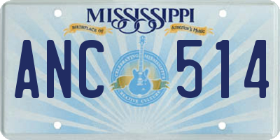 MS license plate ANC514
