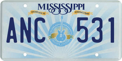 MS license plate ANC531