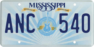 MS license plate ANC540
