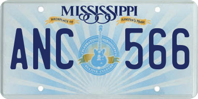 MS license plate ANC566
