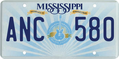 MS license plate ANC580