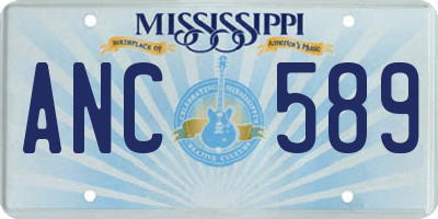 MS license plate ANC589