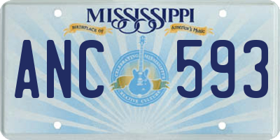 MS license plate ANC593