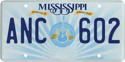 MS license plate ANC602