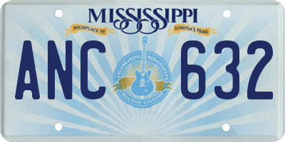MS license plate ANC632