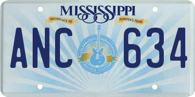 MS license plate ANC634