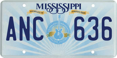 MS license plate ANC636