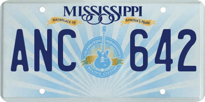 MS license plate ANC642