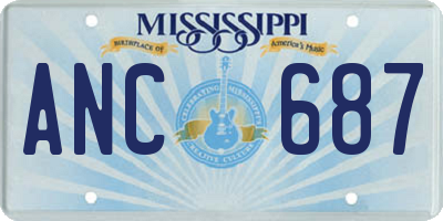 MS license plate ANC687