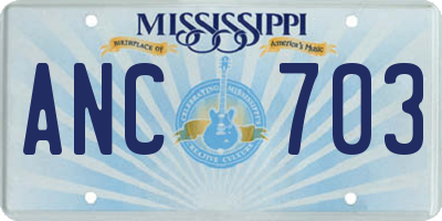 MS license plate ANC703