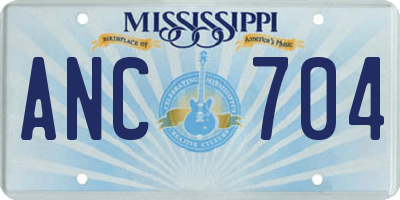 MS license plate ANC704
